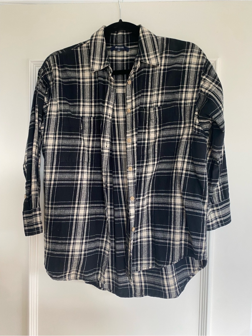 Madewell Black and Cream Plaid Shirt